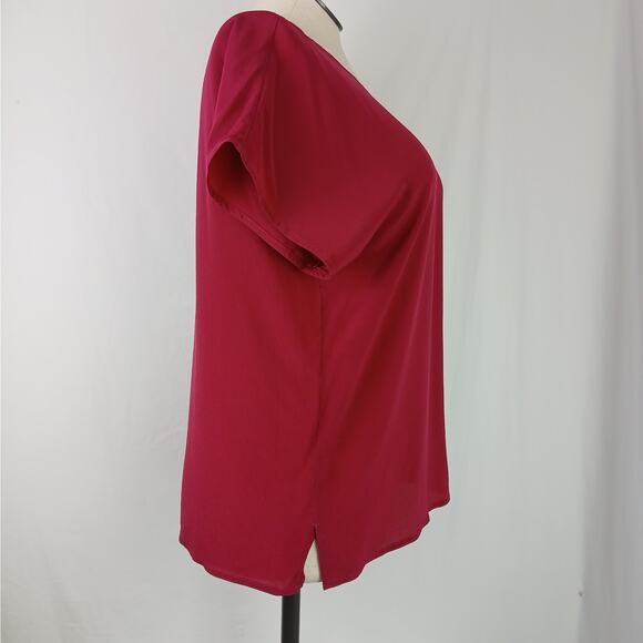Max Mara SZ 12 Raspberry 100% Silk Cap Sleeve Blouse - Picture 4 of 8